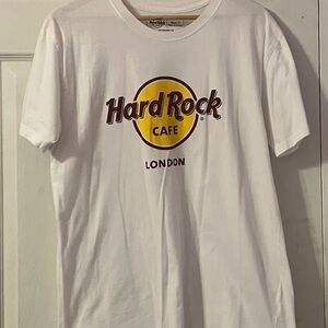 Hard Rock Cafe White Tee with Yellow and Brown Logo